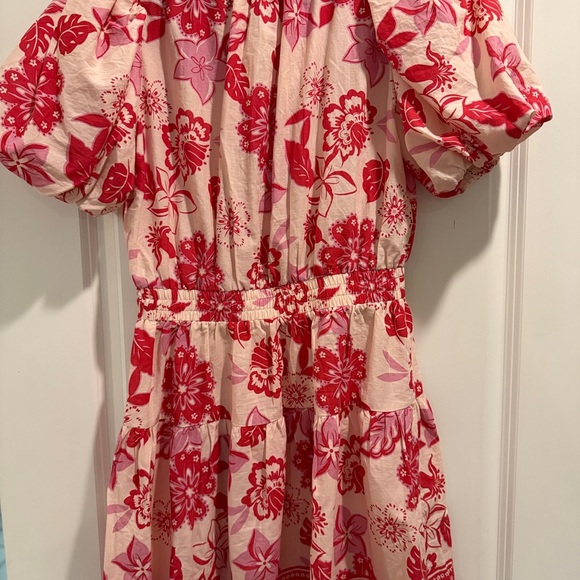 Mini Floral Red and Pink short sleeve dress - Picture 2 of 2